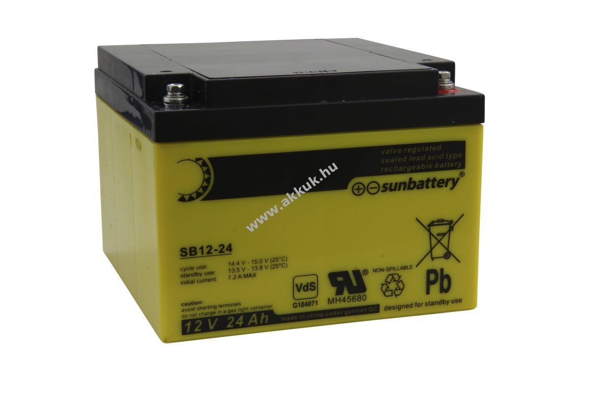 SUN SB12-24VO 12V 24Ah M5 csavaros akku AGM ólom