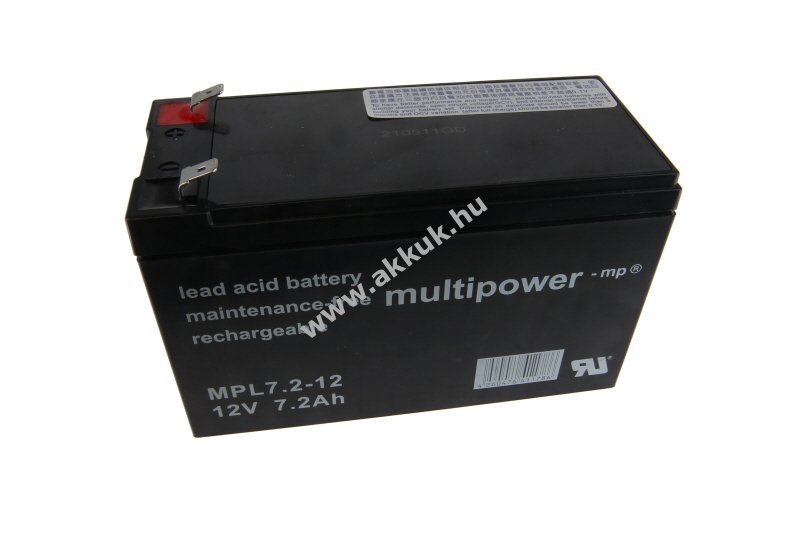 Multipower MPL7,2-12 10 éves típus 12V 7,2Ah ólomakku