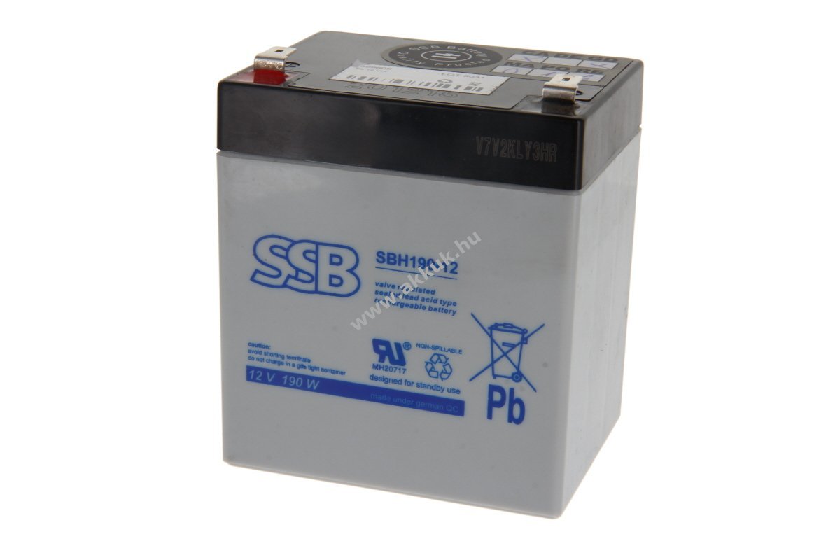 SSB SBH190-12 12V 5Ah akku nagyáramú alkalmazás ólomakku