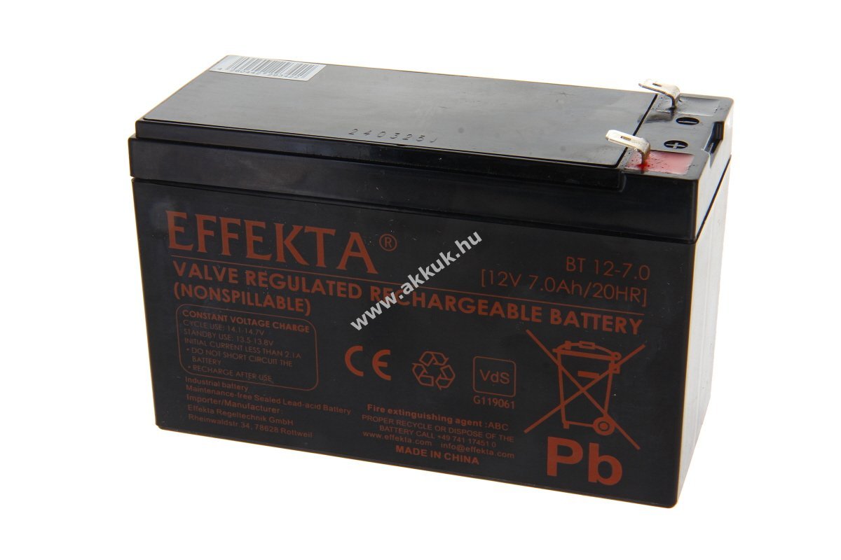 Effekta BT12-7L BFL/BT12-7 12V 7Ah akku AGM ólom