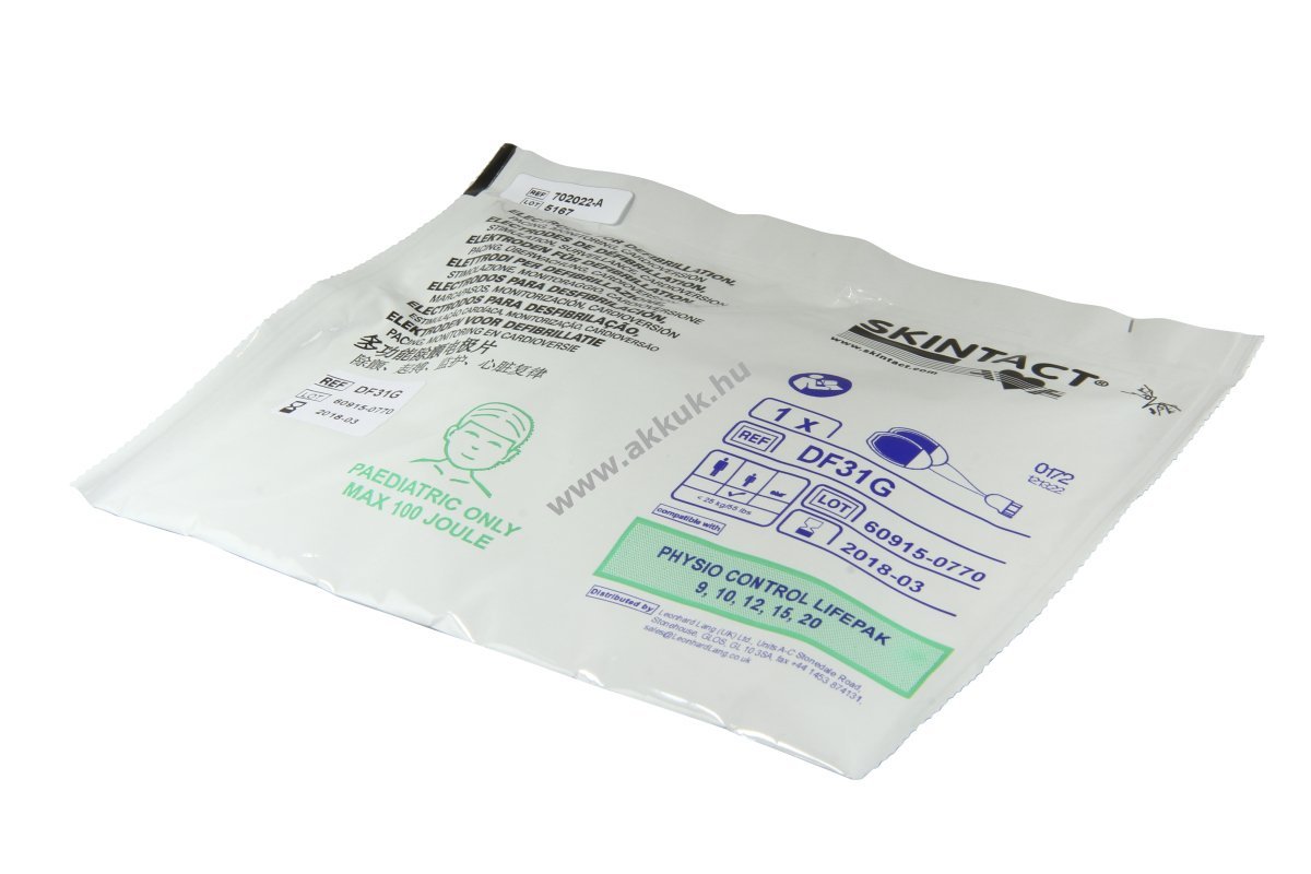 Helyettesítő akku AKKUmed defibrillátor elektródák <25kg Physio Control LP9/LP10/LP12/LP15/LP20