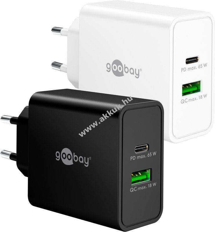 Goobay Multi Fast Charger 65W USB-C PD GaN 1xUSB-C 1xUSB-A fekete