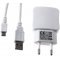 Multi usb t�lt� adapter 2db USB 2,1A + 2.0 High-Speed Micro USB-K�bel feh�r
