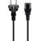 Goobay t�pk�bel 1,5m fekete 3x0,75mm2 v�d�f�ldes hybrid dug� (Typ E/F, CEE7/7) - C13 aljzat