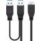 Goobay 2in1 USB3.0 Micro-B > 2x USB-A k�bel 0,3m fekete 5Gbit/s