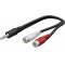 Goobay audio k�beladapter 3,5mm jack dug� 2x sztere� RCA (cinch) aljzat 0,2m