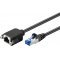Goobay CAT 6A h�l�zati hosszabb�t� k�bel S/FTP 25mm szerel�flansszal fekete