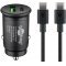 Goobay Dual USB aut�s gyorst�lt� USB-C 27W 1m k�bel fekete