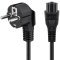 V�d�f�ldes h�l�zati k�bel Schuko CEE 7/7 90� - IEC-60320-C5 (Mickey Mouse) 3,0m fekete 3x0,75mm2