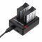 Helyettes�t� akkut�lt� GoPro ASST1 AHDBT-501 3x USB k�bellel